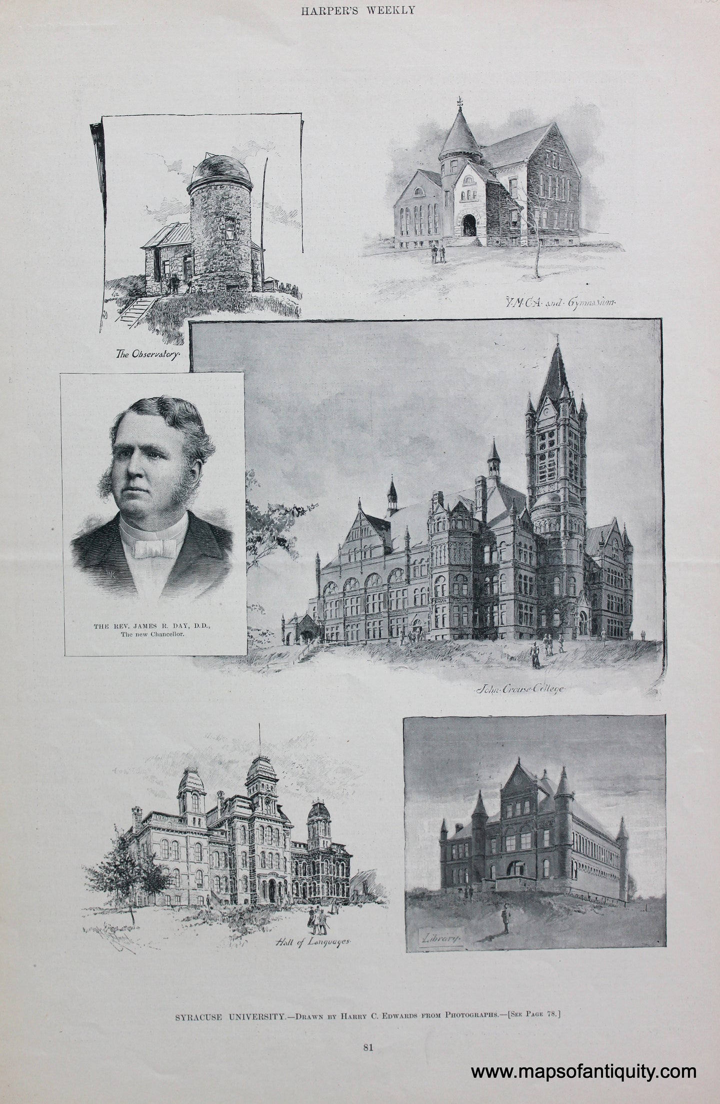 Antique-Black-and-White-Print-Syracuse-University-College-Prints-Syracuse-University-1894-Harper's-Weekly-Maps-Of-Antiquity