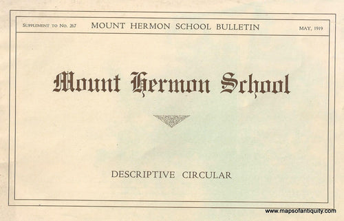 Antique-Black-and-White-School-Circular-Mount-Hermon-School-Colleges--1919-Mount-Hermon-School-Maps-Of-Antiquity