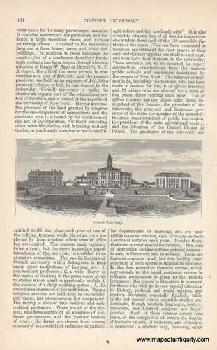 Antique-Black-and-White-Engraving-Cornell-University-Colleges-Cornell-1874-Unknown-Maps-Of-Antiquity