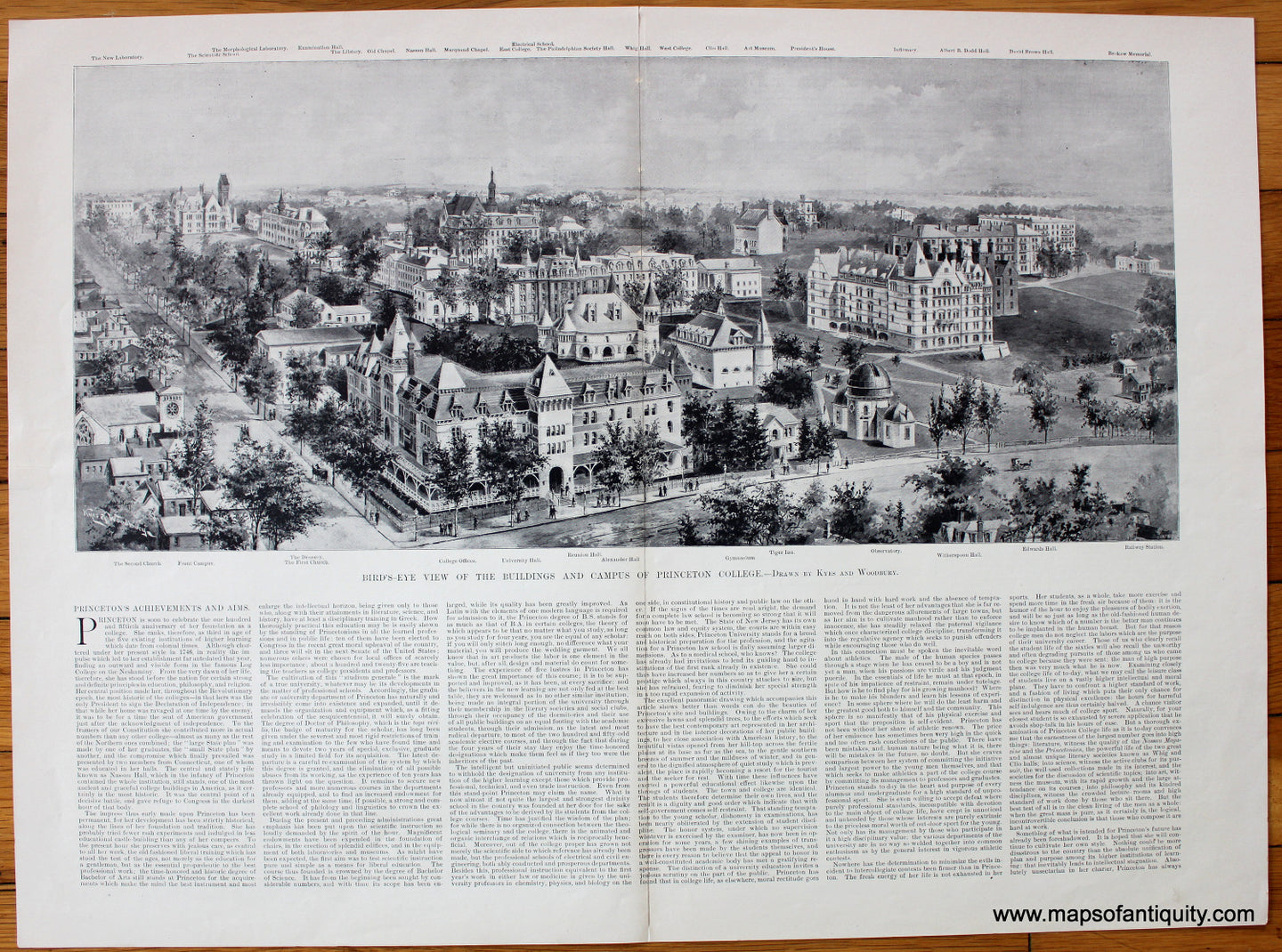 Uncolored-Antique-Illustration-Bird's-Eye-View-of-the-Buildings-and-Campus-of-Princeton-College-**********-College---1896-Harper's-Weekly-Maps-Of-Antiquity