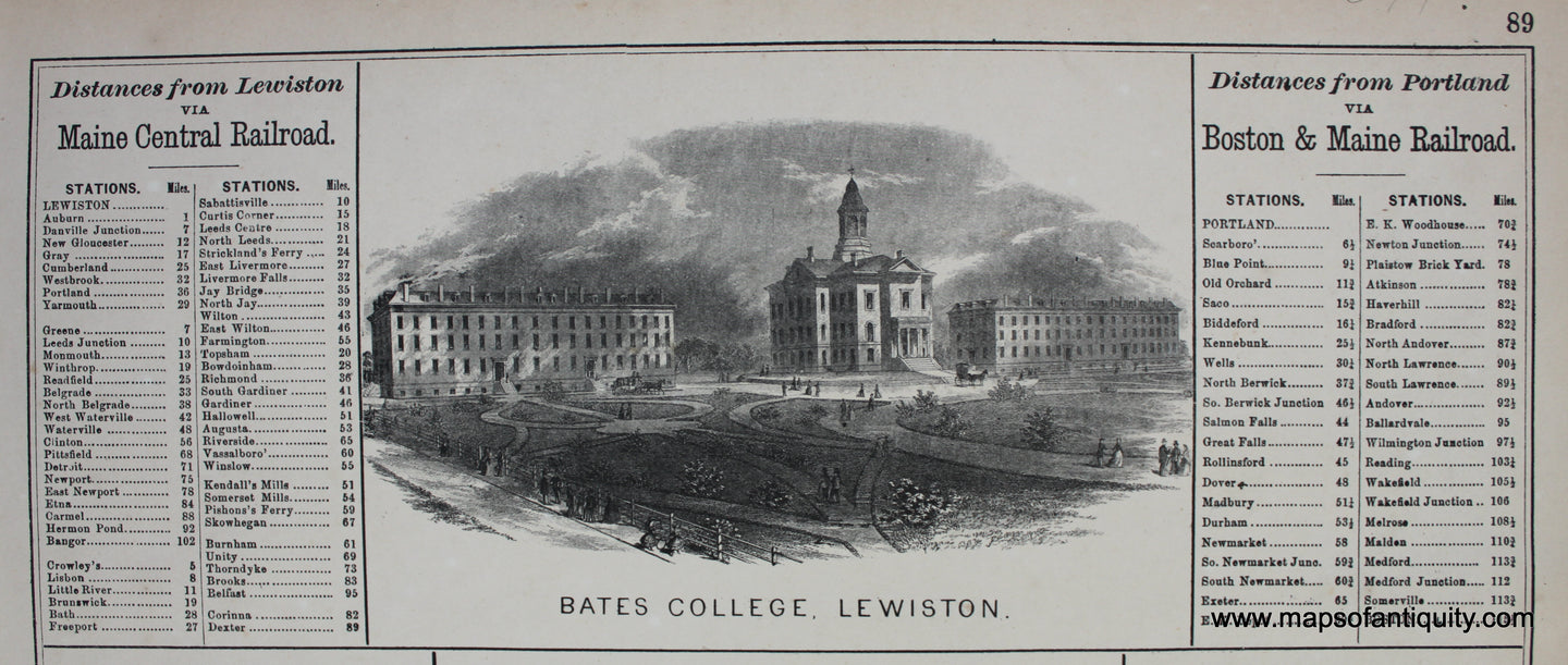 Antique-Bates-College-Lewiston-Maine-Print-Prints-Illustration-Illustrations-History-Historical-Advertisement-Ads-1873-1870s-1800s-Mid-Late-19th-Century-Maps-of-Antiquity
