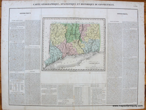 Antique-Hand-Colored-Map-Carte-Geographique-Statistique-et-Historique-du-Connecticut.-United-States-Northeast-1825-Buchon-Maps-Of-Antiquity