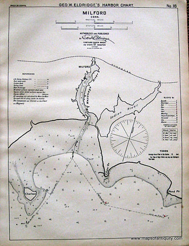 Black-and-White-Antique--Nautical-Chart-Milford-Conn.--United-States-Northeast-1901-Eldridge-Maps-Of-Antiquity