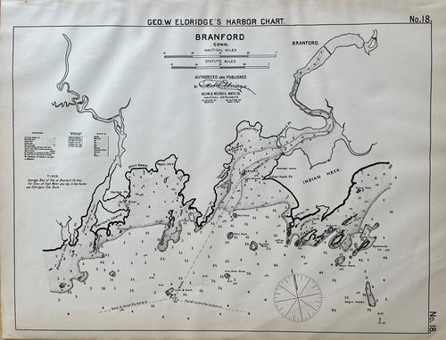 Black-and-White-Antique--Nautical-Chart-Branford-Connecticut-CT-United-States-Northeast-1910-Eldridge-Maps-Of-Antiquity