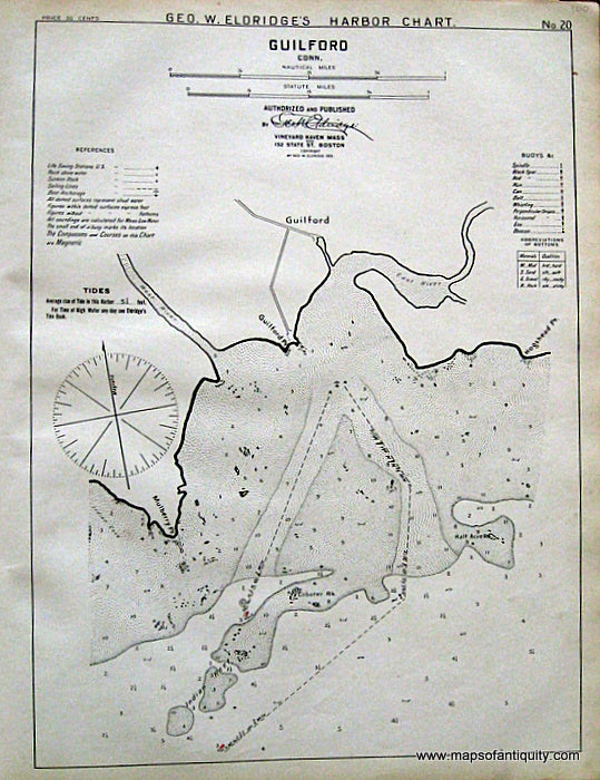 Black-and-White-Antique--Nautical-Chart-Guilford-Conn.-United-States-Northeast-1901-Eldridge-Maps-Of-Antiquity