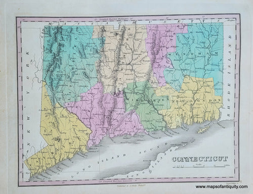 Antique-Hand-Colored-Map-Connecticut.-United-States-Northeast-1824-Anthony-Finley-Maps-Of-Antiquity