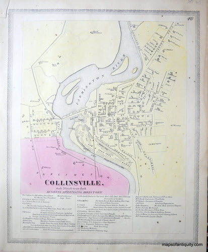 Antique-Hand-Colored-Map-Plan-of-the-village-of-Collinsville-(CT)-United-States-Northeast-1869-Baker-&-Tilden-Maps-Of-Antiquity