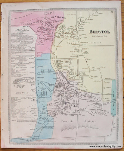 Antique-Hand-Colored-Map-Plan-of-the-village-of-Bristol-(CT)-United-States-Northeast-1869-Baker-&-Tilden-Maps-Of-Antiquity