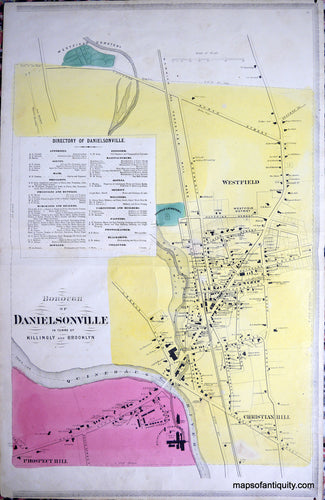 Antique-Hand-Colored-Map-Danielsonville-(CT)-United-States-Northeast-1869-Gray/Keeney-Maps-Of-Antiquity