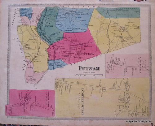 Antique-Hand-Colored-Map-Putnam-E.-Putnam-Pomfret-St.-Pomfret-Landing--(CT)-United-States-Northeast-1869-Gray/Keeney-Maps-Of-Antiquity