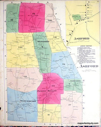 Antique-Hand-Colored-Map-Ashford-(CT)-United-States-Northeast-1869-Gray/Keeney-Maps-Of-Antiquity