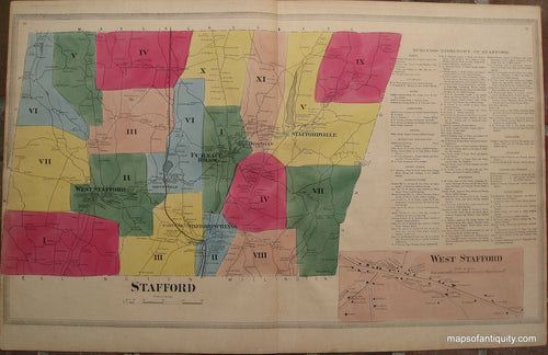 Antique-Hand-Colored-Map-Stafford-West-Stafford--(CT)-United-States-Northeast-1869-Gray/Keeney-Maps-Of-Antiquity