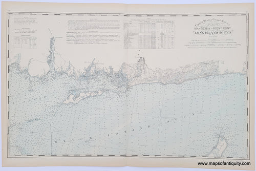 Antique-Hand-Colored-Map-United-States-Coast-Survey-Niantic-Bay-to-Rocky-Point-Long-Island-Sound--******-Connecticut-Antique-Nautical-Charts-1893-Hurd-Maps-Of-Antiquity