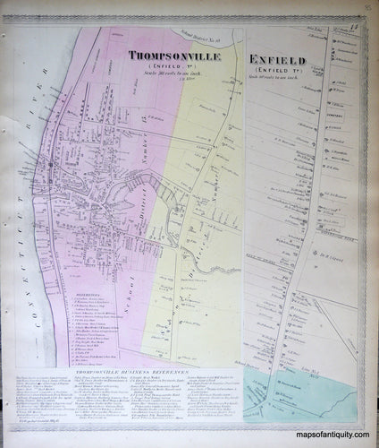 Antique-Hand-Colored-Map-Thomsonville-Enfield.-(CT)-United-States-Northeast-1869-Baker-&-Tilden-Maps-Of-Antiquity