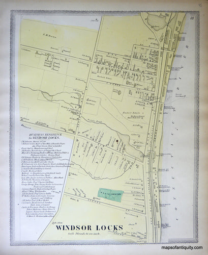 Antique-Hand-Colored-Map-Windsor-Locks-(CT)-United-States-Northeast-1869-Baker-&-Tilden-Maps-Of-Antiquity