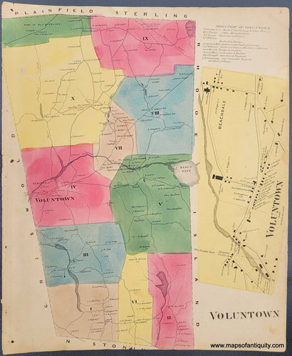 Antique-Hand-Colored-Map-Voluntown--(CT)-United-States-Northeast-1869-Gray/Keeney-Maps-Of-Antiquity