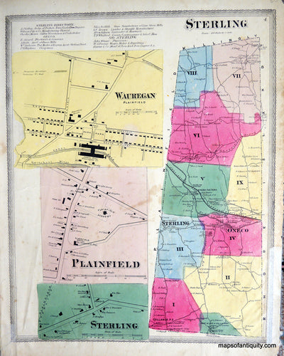 Antique-Hand-Colored-Map-Sterling-Wauregan-Plainfield-(CT)-United-States-Northeast-1869-Gray/Keeney-Maps-Of-Antiquity