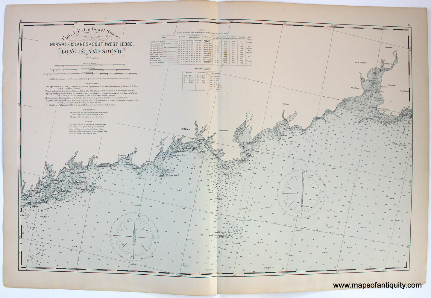 Antique-Map-United-States-Coast-Survey-Norwalk-Islands-to-Southwest-Ledge.-Long-Island-Sound-Connecticut-chart