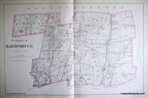 Antique-Hand-Colored-Map-North-Part-of-Hartford-Co.-Connecticut-Connecticut--1893-D.H.-Hurd-Maps-Of-Antiquity