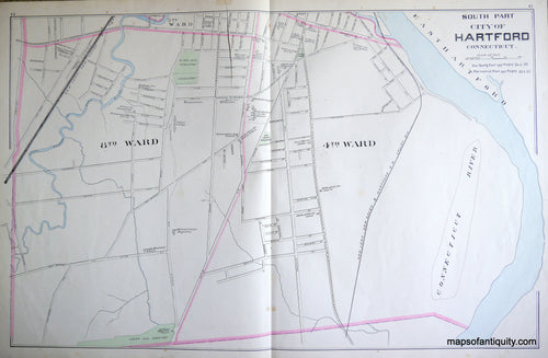 Antique-Hand-Colored-Map-South-Part-City-of-Hartford-Connecticut.-Connecticut--1893-D.H.-Hurd-Maps-Of-Antiquity