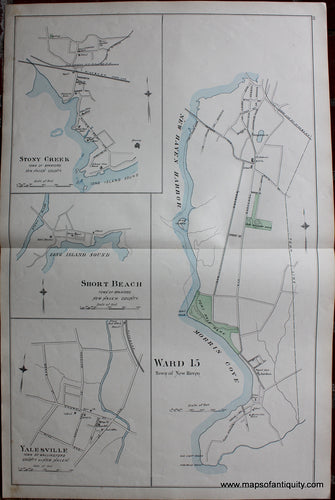 Antique-Hand-Colored-Map-Ward-15-Town-of-New-Haven-Yalesville-Town-of-Wallingford-Short-Beach-Stony-Creek-etc.-(CT)-Connecticut--1893-D.H.-Hurd-Maps-Of-Antiquity