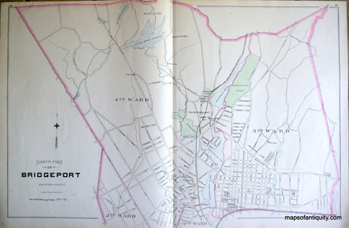 Antique-Hand-Colored-Map-North-Part-of-Bridgeport-(CT)-Connecticut--1893-D.H.-Hurd-Maps-Of-Antiquity