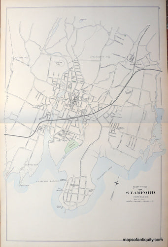 Antique-Hand-Colored-Map-Borough-of-Stamford-Fairfield-County-CT-Connecticut--1893-D.H.-Hurd-Maps-Of-Antiquity