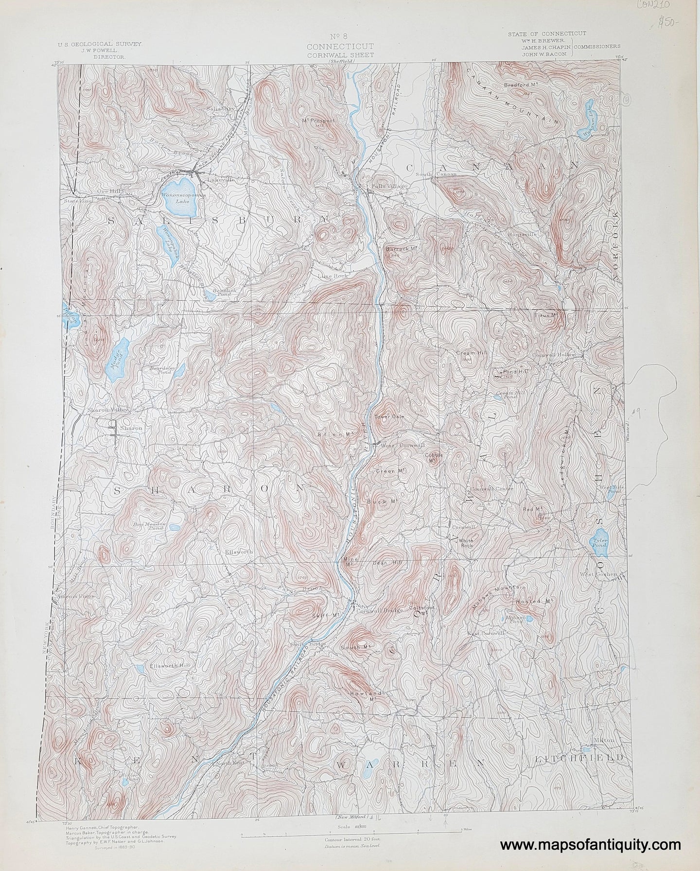 Antique-Topographical-Map-CT-Cornwall-sheet-antique-topo-map-United-States-Connecticut-1890-USGS-Maps-Of-Antiquity