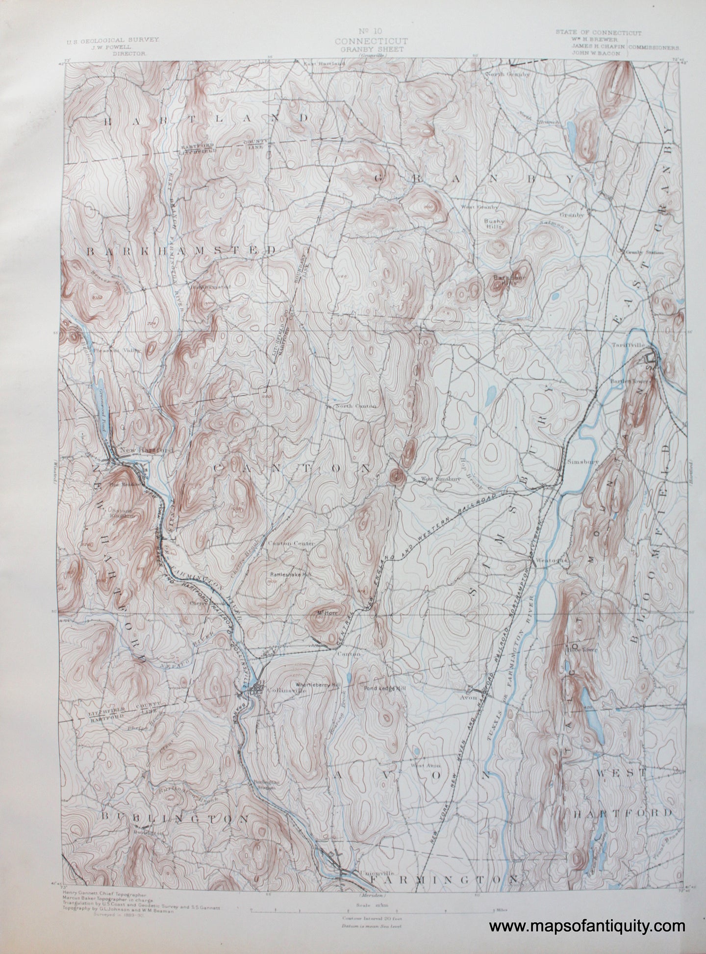 Connecticut-CT-Granby-sheet-antique-topographical-map-1890-1800s-19th-century