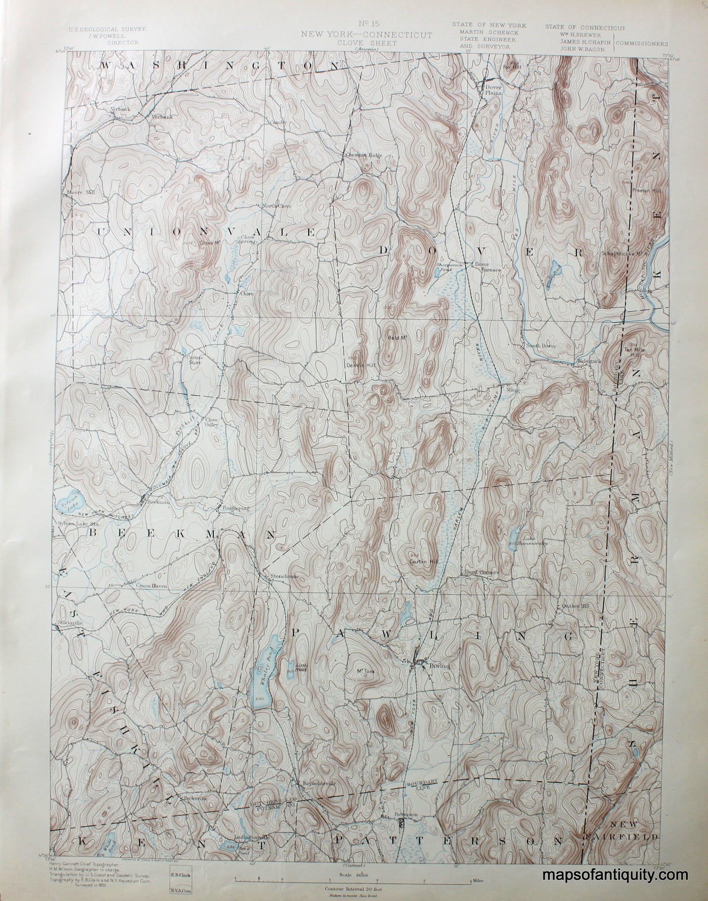 Topographical-Map-CT-Clove--sheet-antique-topo-map-United-States-Connecticut-1891-USGS-Maps-Of-Antiquity