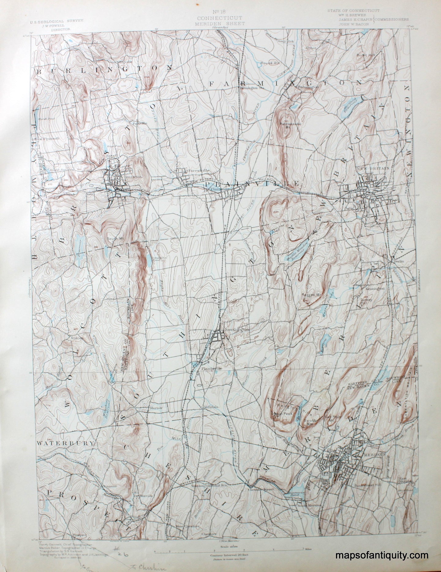 Topographical-Map-CT-Meriden-sheet-antique-topo-map-United-States-Connecticut-1890-USGS-Maps-Of-Antiquity