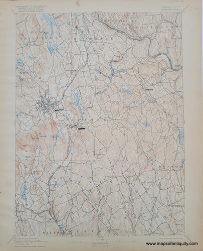 Antique-Topographical-Map-Topography-Connecticut-CT-Danbury-Sheet-USGS-United-States-Geological-Survey-Maps-of-Antiquity