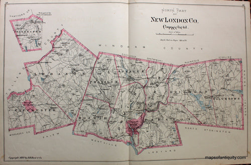 Antique-Hand-Colored-Map-North-Part-of-New-London-Co.-Connecticut-Connecticut--1893-D.H.-Hurd-Maps-Of-Antiquity