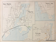 Load image into Gallery viewer, 1893 - City of New London, Connecticut, North and South Parts, verso Mystic, West Mystic, Eastern Point, Taftville, Noank, Lyme, Clarksville, Pawcatuck - Antique Map
