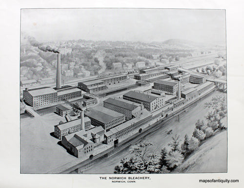 Antique-Black-and-White-Illustration-The-Norwich-Bleachery-Norwich-Conn.-Connecticut--1893-D.H.-Hurd-Maps-Of-Antiquity