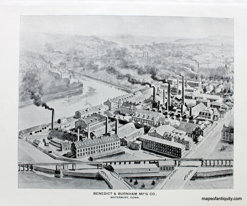 Antique-Black-and-White-Illustration-Benedict-&-Burnham-Mf'g-Co.-Waterbury-Conn.-Connecticut--1893-D.H.-Hurd-Maps-Of-Antiquity