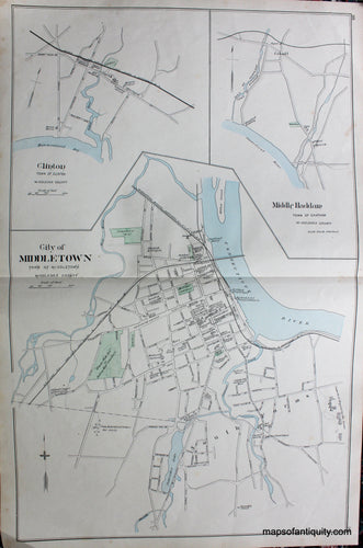 Antique-Hand-Colored-Map-City-of-Middletown-Connecticut-Clinton-Middle-Haddam-verso-Higganum-Portland-Old-Saybrook-Fenwick-Connecticut--1893-D.H.-Hurd-Maps-Of-Antiquity