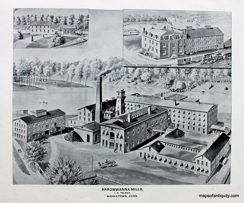 Antique-Black-and-White-Illustration-Arrowwanna-Mills-Middletown-Conn.-Connecticut--1893-D.H.-Hurd-Maps-Of-Antiquity