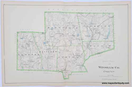 Antique-Hand-Colored-Map-North-Part-of-Windham-Co.-Connecticut-****-Connecticut--1893-D.H.-Hurd-Maps-Of-Antiquity