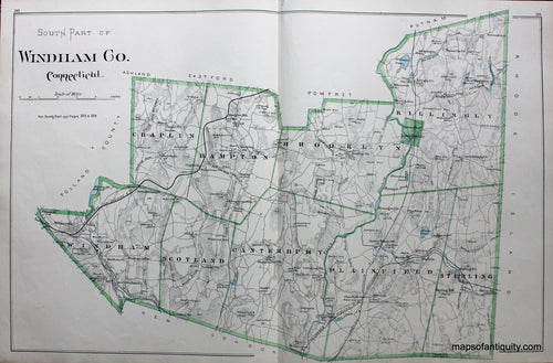 Antique-Hand-Colored-Map-South-Part-of-Windham-Co.-Connecticut-Connecticut--1893-D.H.-Hurd-Maps-Of-Antiquity