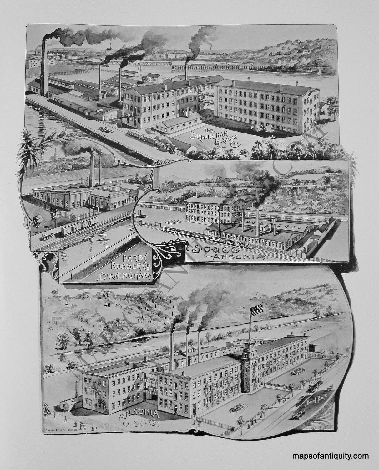 Antique-Illustration-The-Birmingham-Brass-Derby-Rubber-Ansonia-Birmingham-Conn.-United-States-Connecticut-1893-Hurd-Maps-Of-Antiquity
