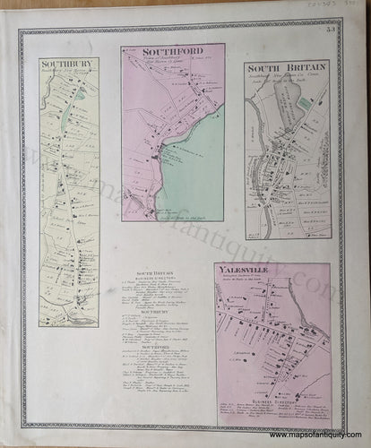 Antique-Hand-Colored-Map-Southbury-Southford-South-Britain-Yalesville-Town-of-Southbury-New-Haven-Co.-Conn.-United-States-Connecticut-1868-Beers-Maps-Of-Antiquity