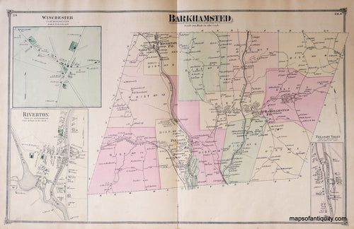 Antique-Hand-Colored-Map-Barkhamstead-Connecticut-United-States-Connecticut-1874-Beers-Maps-Of-Antiquity
