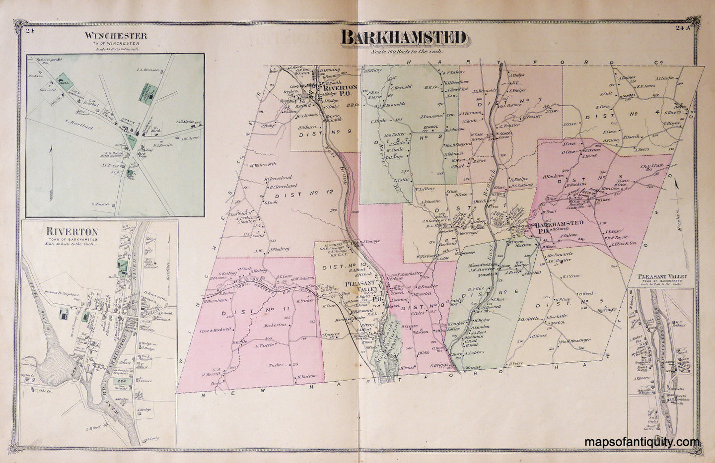 Antique-Hand-Colored-Map-Barkhamstead-Connecticut-United-States-Connecticut-1874-Beers-Maps-Of-Antiquity