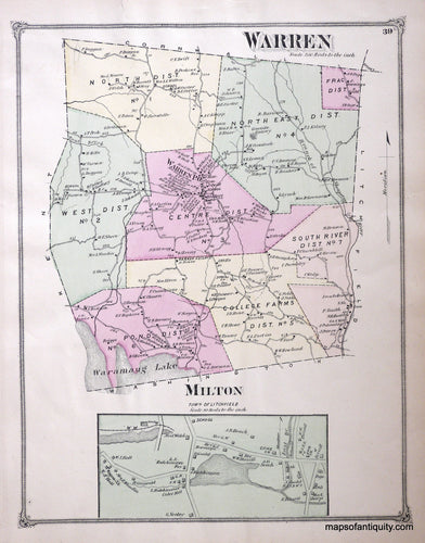 Antique-Hand-Colored-Map-Warren-Connecticut-United-States-Connecticut-1874-Beers-Maps-Of-Antiquity