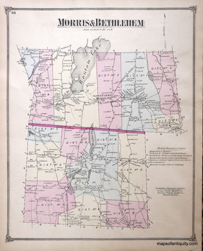 Antique-Hand-Colored-Map-Morris-and-Bethlehem-Connecticut-**********-United-States-Connecticut-1874-Beers-Maps-Of-Antiquity