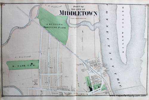 Antique-Hand-Colored-Map-Part-of-the-City-of-Middletown-CT-1-United-States-Connecticut-1874-Beers-Maps-Of-Antiquity