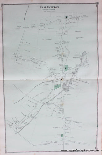 Antique-Hand-Colored-Map-East-Hampton-Town-of-Chatham-CT-United-States-Connecticut-1874-Beers-Maps-Of-Antiquity