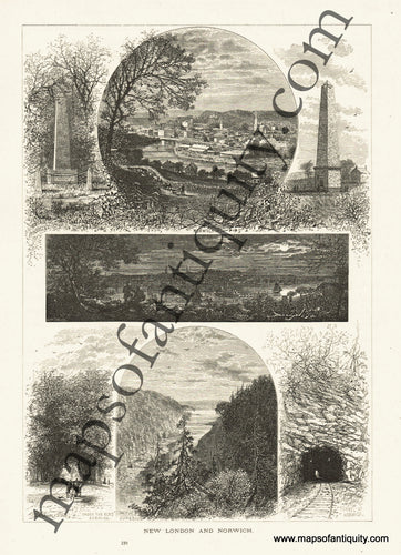Antique-Black-and-White-Engraved-Illustration-New-London-and-Norwich-United-States-Northeast-1872-Picturesque-America-Maps-Of-Antiquity