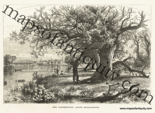 Antique-Black-and-White-Engraved-Illustration-The-Connecticut-Above-Middletown-United-States-Northeast-1872-Picturesque-America-Maps-Of-Antiquity